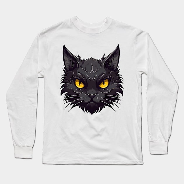 Black cat Long Sleeve T-Shirt by RosaliArt